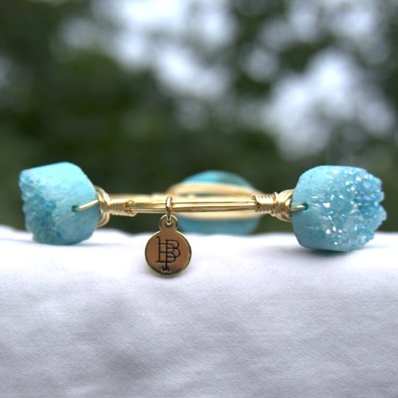 Bourbon & Bowties | Teal Crystal Chunky Bangle - Picture 1 of 7
